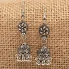 Boucles d'oreilles pendantes style vintage bohémien avec pendentif cloche rétro plaqué argent baroque pour femme