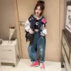 Koreanische Kinder Mädchen Frühling Kleidung Drucken Kurzen Mantel Stilvolle Teenager Mädchen Baseball Jacken Kinder Topcoat 6 8 10 12 14 15 Y 240123