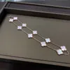 Designer Van cl-ap Fanjia High Edition Ten Flower Necklace Lucky Four Leaf Grass 10 Collar Chain S925 Silver Fritillaria Agate