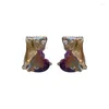 Dangle Earrings European And American Women's Personality Tin Foil Candy Bag Heart-Shaped Zircon Stud Platinum Ear Rings