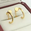 Stud Luxury Gold Earrings Designer Nail Stud for Women Exquisite Simple Fashion Diamond Hoop Lady Moissanite Jewelry Gift Q240125