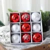 Decorazione per feste 9 pezzi Set di palline di Natale Confezione regalo Albero da 8 cm Dipinto Appeso a goccia Ornamento Ciondolo decorativo per la casa