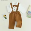 Kledingsets Lange mouwen Herfst Kinderen Baby Jongens Outfits Feestkostuums Button-down Strikje Shirt Jarretelbroek Heren Formele pakkleding