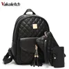 3 сета школьных сумков для девочек -подростков Новая женщина 2019 Женские рюкзак кожаные женские сумки для плеч сумки Black рюкзаки Bagpack Kl130 J259y