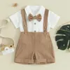 Clothing Sets Fashion Summer Baby Boy Clothes Toddler Gentleman Outfits Short Sleeves Romper With Bow Tie Overalls Shorts Set For Formal