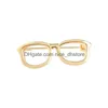 Stift broscher 1pc mode män guld sliver färg ram runda glasögon personlighet present trendiga tillbehör släpp leverans smycken dhiqq