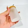 Recycelbare, BPA-freie, niedliche Mini-Schnapsglasdose mit Bambusdeckel und Metallstrohhalmen für Eiskaffee, Limonade und Pop