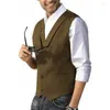 Men's Vests Herringbone Casual Suit Vest Shawl Lapel Wool Tweed Dress Waistcoat For Wedding Party Dinner Men Clothing