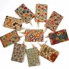 DHL200pcs Coin Purses Women Cork Leather Oceans Flower Printing Square Short Storage Bag Mix Color