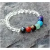 Kralen Sn1076 Nieuwe 7 Chakra Armband Helder Kristal Kwarts Pols Mala Kralen Yoga Meditatie Yogi Gift Drop Levering Sieraden Armbanden Dhahc