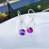 Dangle Earrings Silver Color Geometric Water Drop Blue Red Colorful Crystal Earring Women Wedding Jewelry Bijoux Femme