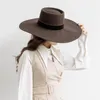 Berretti Cappello In Lana Fedora Vintage Top A Tesa Larga Unisex Perla Nero Rosso Solido Autunno Inverno Classico Elegante Panama