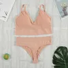 Sexy Set CHRLEISURE 2Pcs Bra Set Underwear Set Women Panties Sexy G-String Seamless Bralette Female Lingerie Soft Tank Crop Top 2022 New