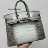 Äkta läder handväska krokodil kvinnors väska himalayan hud mode 25 äkta läder stor kapacitet handhållen