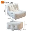 Otautau luxo waffle falso pele de coelho pufe sofá cama saco de feijão capa sem enchimento chaise lounge reclinável sofá puff otomano sac sf055 240118