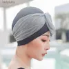 Simning Caps Kvinnor damer Stylish Bowknot Soak Swimming Cap Hatts Tillbehör Vattentät bekväm Fishtaill240125