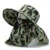 Berets Adjustable Fishing Cap Wide Brim Man Outdoor Breathable Hat Mesh Sunscreen Protection Sunshade Camouflage Travel Men Hiking Cape