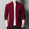 Pulls pour hommes Cardigan en laine de mouton épais pull à fermeture éclair à manches longues tricots pur mâle manteau en tricot chaud