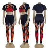 Designer Women's Spring Festival Sports Suit Sim Fashion Women's Print Short Ssleeve Two-Piece Set 2 Colors Storlek S-2XL J2948