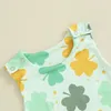 Trousers BeQeuewll Baby Girls Irish Day Jumpsuit For Summer Infant Sleeveless O Neck Clover Print Casual Romper 0-24 Months