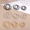 Stud 2021 New Vintage Rose Gold Color Multiple Dangle Small Circle Hoop Earrings for Women Jewelry Steampunk Ear Clip Gift Q240125