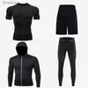 Men's Tank Tops Compression Running Sets for Men Sport Suit Gym Fitness Sportswear Jogging Training Underwear Moire-wicking Workout SetL240124