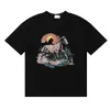 EUA estilo pôr do sol cavalo impressão t designer camiseta primavera verão casual moda skate homens mulheres tshirt 24ss 0125