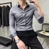 Herrenhemden 2024 Hohe Qualität Langarmhemd Männer Casual Business Hochzeit Smoking Camisa Social Masculina