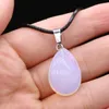 Pendentif Colliers Naturel Gem Stone Collier Goutte Forme Tiger Eye Opal Rose Rose Quartz Agates pour Femmes Mode Bijoux Cadeau