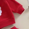 Ensembles de vêtements Lioraitiin 0-3Y enfant en bas âge garçons tenues de noël Santa broderie sweats à manches longues + pantalons longs solides ensemble de vêtements