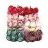 Faux Floral Verdure 6 pcs/lot Artificielle Soie Thé Rose Fleur Bouquet Pour Noël Maison De Mariage Décoration Pas Cher Fausses Fleurs Artisanat YQ240125