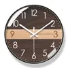 Horloges murales 2024 Nordic Simple Texture en bois Art à la mode Salon Silencieux Balayage Seconde Horloge à Quartz