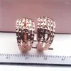 Cluster Ringe 585 Lila Gold 14K Rose Vintage Hohl Breite Version Hochzeit Für Paare Ausgefallene Luxus Schmuck Freundin