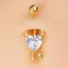 Navel Bell Button Rings Golden Belly Button Rings Pack Rostfritt stål 10mm Hjärtblomma Zirkon Crystal Navel Hoops Clicker Belly Piercing SMEEXKE YQ240125