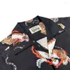 Men's T Shirts 23SS High Quality 1:1 WACKO MARIA Hawaiian Long Sleeve Shirt Men Women Full Of Tiger Print Casual Fashion