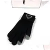 Five Fingers Gloves Brand Knitted Gloves Luxury Designer Women Solid Jacquard Warm Fingers Winter Glove 4 Colors Wholesale 60G Drop De Dhxud