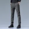 Calças masculinas DIHOPE Inverno tecido escovado casual negócios moda slim fit estiramento grosso cinza azul preto calças de algodão masculino