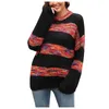 Chandails pour femmes automne et hiver femmes lâche col rond épissage tricot pull pull mode pull accrocheur facile à assortir