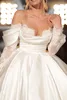 Luksusowa suknia balowa suknie ślubne z ramiona długie rękawy ślubne suknie ślubne koronkowe sukienka pociągowa na pannę młodą na zamówienie vestidos de novia