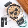 Watches for Men Sports Watch Central Second Hand Yellow Gold Beze Automatic Rubber Strap Factory Waterproof Meter