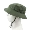 Berets Camouflage Boonie Bucket Hat With Chin String Outdoor Travel Fishing Sun Cap