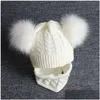 Beanie/Skull Caps Autumn And Winter Baby Knitting Hats Cute Child Cap 5 Colors Kids Beanie Caps Double Ball Childrens Wool Hat Scarf S Dhgu5