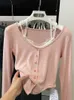 Pink T-shirts Women Slim Sweet College Fashion Korean Spring Soft Leisure Cropped Spliced Designed Arrival Daily Casual 240125