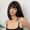 Short black brown synthetic natural hair wig suitable for women Bob straight wig with bangs high-temperature daily role-playing party wig 230125