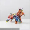 Decorative Objects Figurines Nordic Painting Art Iti Schnauzer Creative Resin Crafts Home Decoration Wine Cabinet Office Homefavor Dhztr