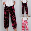 Women's Pants Straight Casual With Pockets Women Loose Waist Cotton Long High Print