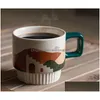 Mugs High Appearance Level Morandi Coffee Mug Vintage Ceramic Water Breakfast Latte Nordic Style Drop Delivery Home Garden Kitchen D Dhuar