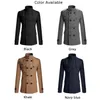 Mäns jackor Vintage Men's Winter Warm Trench Coats Double Breasted Stand Collar Jackets Coats Overcoat Outwear Windbreaker Tops For Man J240125