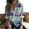 Blusas femininas 2024 camisas de manga comprida tendência da moda guarda-chuva colorido impressão 3d temperamento versátil