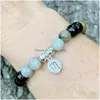ビーズMG1376新しいデザインScorpio Zodiac Bracelet Womens Labradorite Yoga Mala AAA Grade Black Tourmaline Energy Drop Delively Jewelry Dhthl